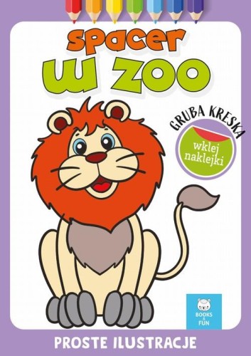 Kolorowanka Spacer w zoo z naklejkami gruba kreska