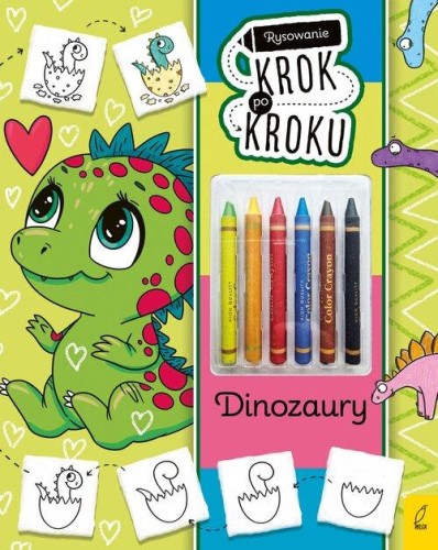 Rysowanie krok po kroku z kredkami Dinozaury