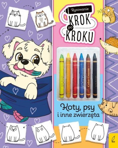 Rysowanie krok po kroku z kredkami Koty psy i...