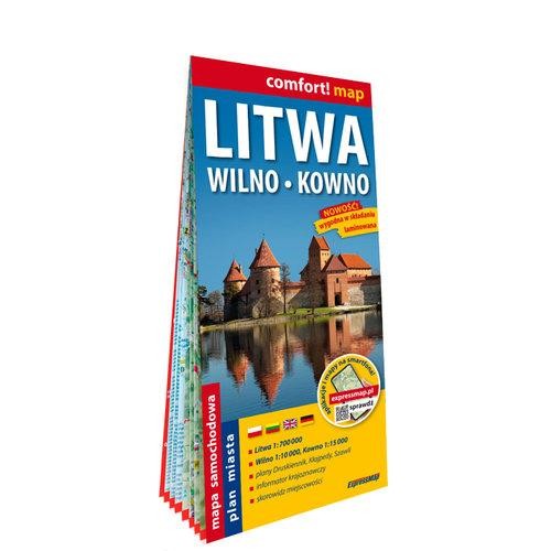 Litwa Wilno Kowno laminowana mapa samochodowa...